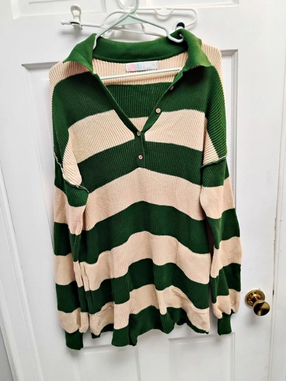 FP Beach Striped Knit Sweater Bodysuit in Green & Tan